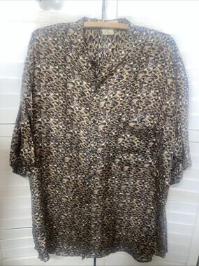 Vintage Montage Pour Homme 100% Silk Geometric Button-Front Shirt Men's Size M